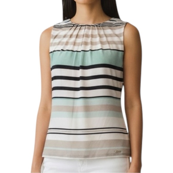 Calvin Klein Tops - CALVIN KLEIN Sleeveless Striped Blouse Size Medium -- CLOSET STAPLE!!!
